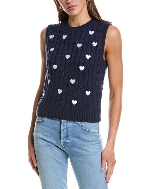 Heart Embroidery Wool-Blend Sweater Vest