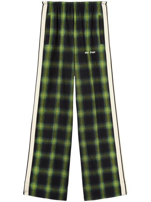 Logo-embroidered plaid track pants - Green
