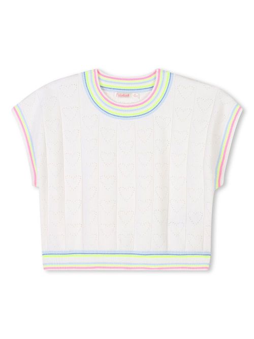 Heart-motif knitted top - White