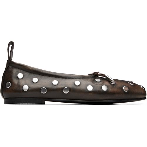 Brown Rosalind All Studs Vintage Effect Ballerina Flats