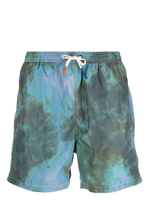 Tie-dye effect drawstring shorts - Green