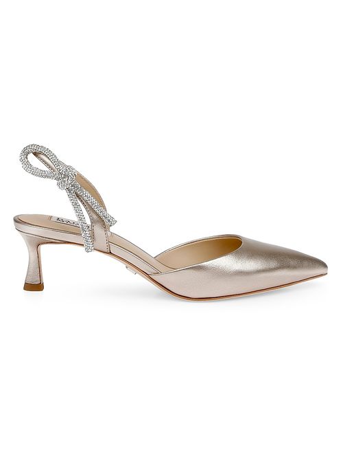 Women's Gentry 50MM Metallic Leather Slingback Pumps - Champagne Leather