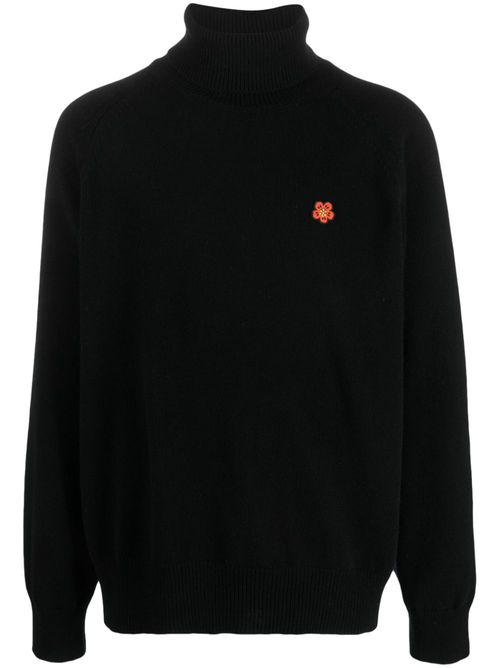 Boke Flower-patch wool jumper - Black
