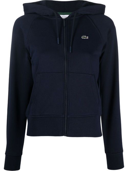 Logo-patch zipped hoodie - Blue