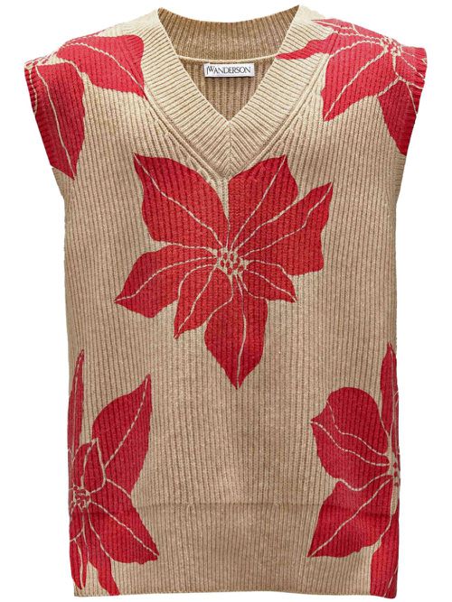 Floral-print sleeveless jumper - Neutrals