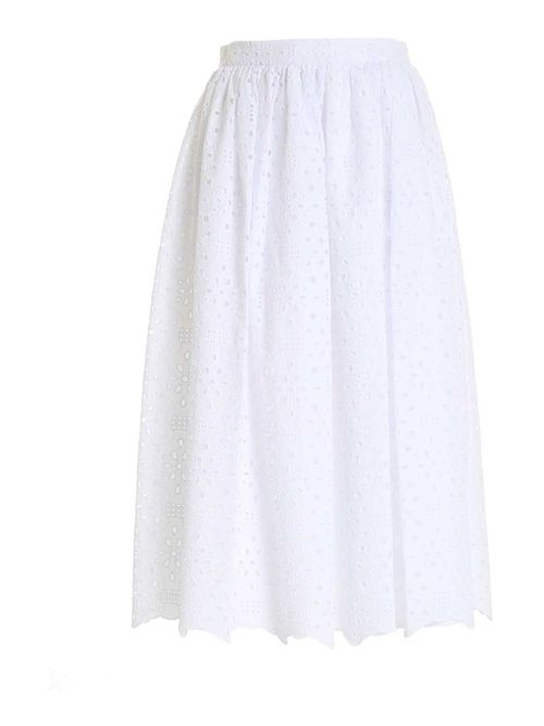 Broderie anglaise long skirt in white