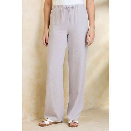 Cotton Traders Linen Blend Relaxed Fit Trousers 29" Inside Leg In Mid Grey