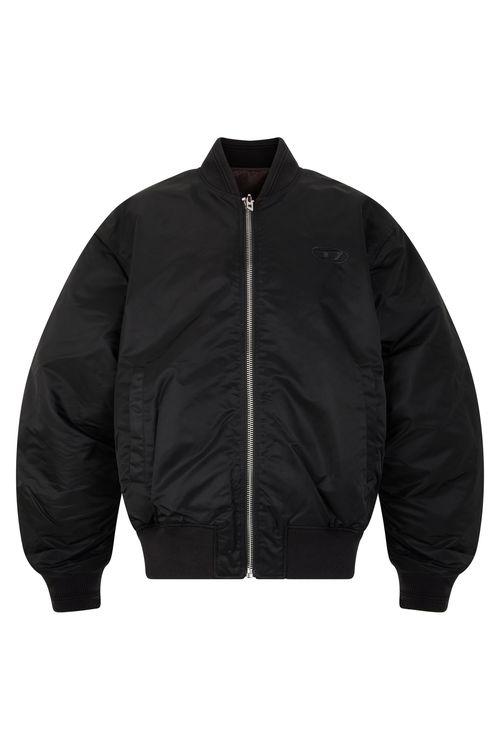 Men's Black Bomber Jacket with Center Zip