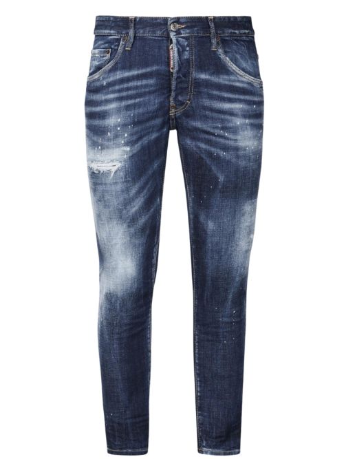 Dsquared2 Black Badge Paint Splatter Blue Jeans - Blue
