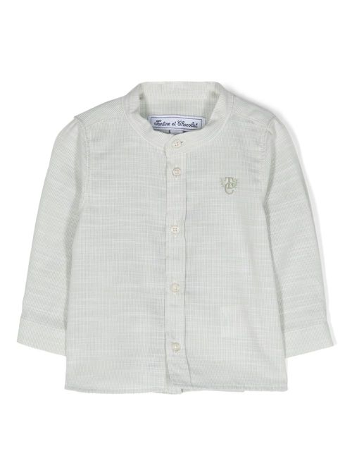 Logo-embroidered cotton shirt - Green