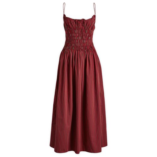 Women's Aya String Midi Dress in Wine Stripe