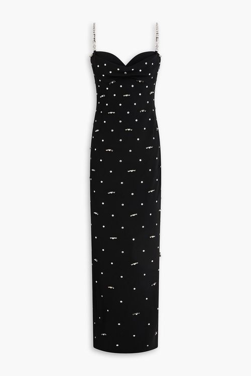 Crystal-embellished silk-crepe maxi dress - Black - IT 40