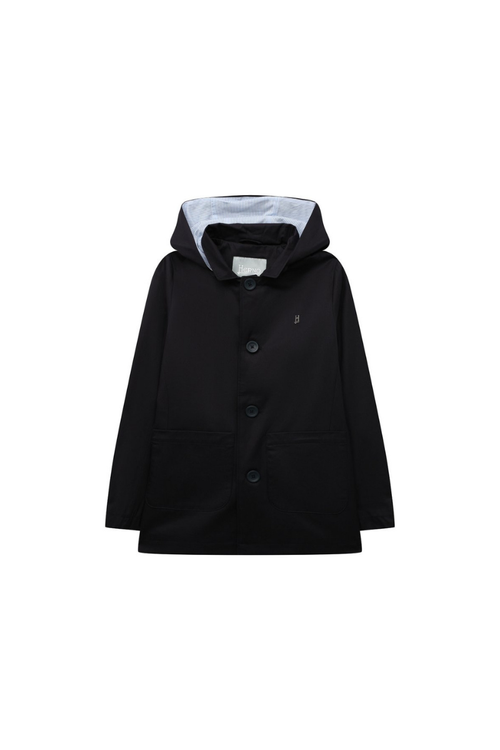 Hooded Cotton Jacket — Black