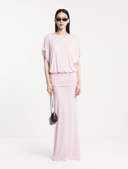 Ramona Blouson Maxi Dress With Full Hem in Dusk Pink - MicroModal