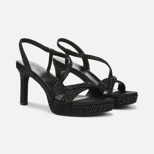 Abby Dress Sandals, Black Satin