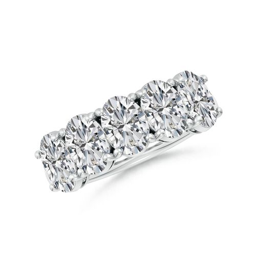 Angara 3.8 Carats Oval Diamond Five Stone Classic Anniversary Ring in 14K White Gold