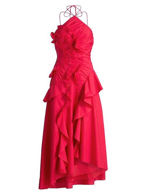 Women's Ottavia Ruffle Halterneck Midi-Dress - Solstice Red