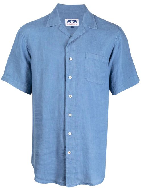 Chest-pocket linen shirt - Blue