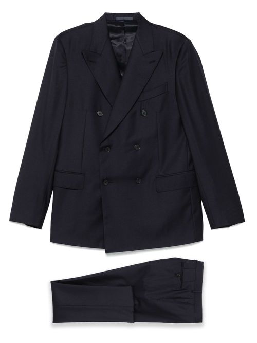 Double-breasted wool suit - Blue
