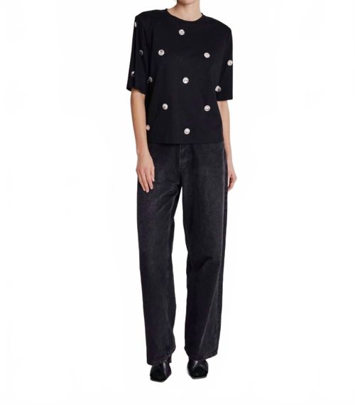 Round Neck T-Shirt With Studs In Black