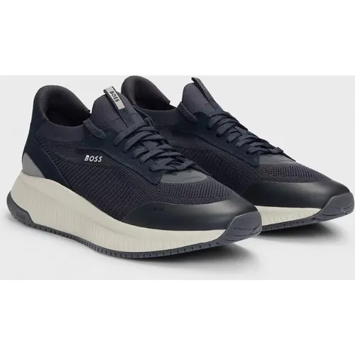 Men's BOSS Orange TTNM EVO Mens Trainers with Knitted Uppers - Dark Blue 401 - Navy