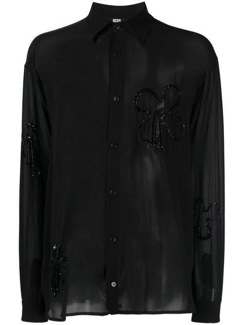 Bead-embellished silk shirt - Black