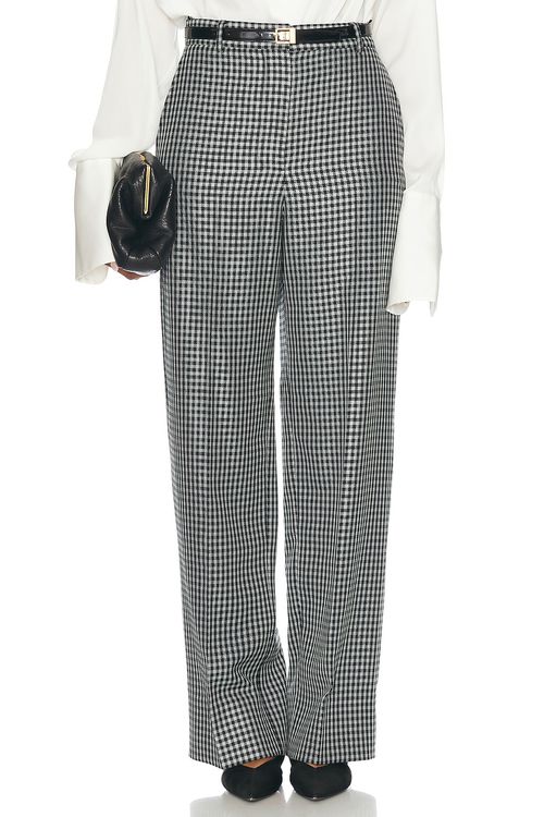 Stella McCartney Checked Loose Pant in Cream & Black - Black,White.  40 also in 34