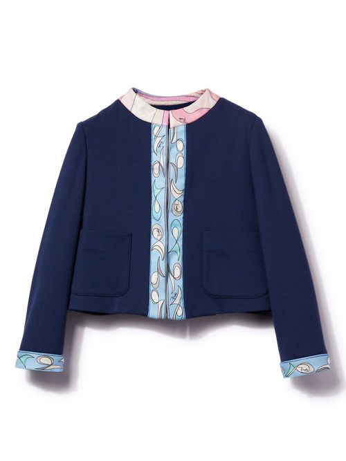 Pesci-print round-neck jacket - Blue