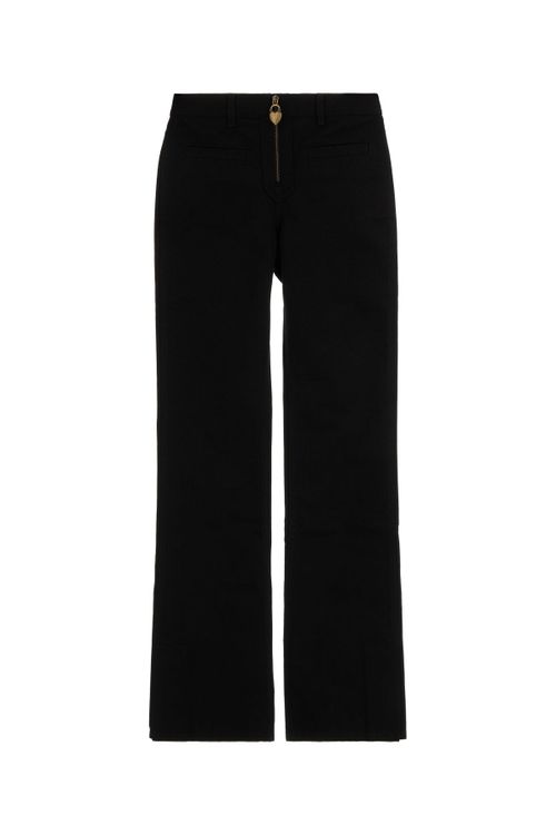 High-Waist Cotton Trousers — Black