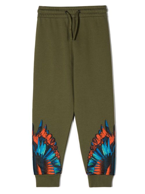 Signature wings-print track pants - Green