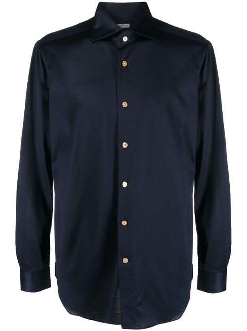 Slim-Cut Cotton Shirt — Midnight blue