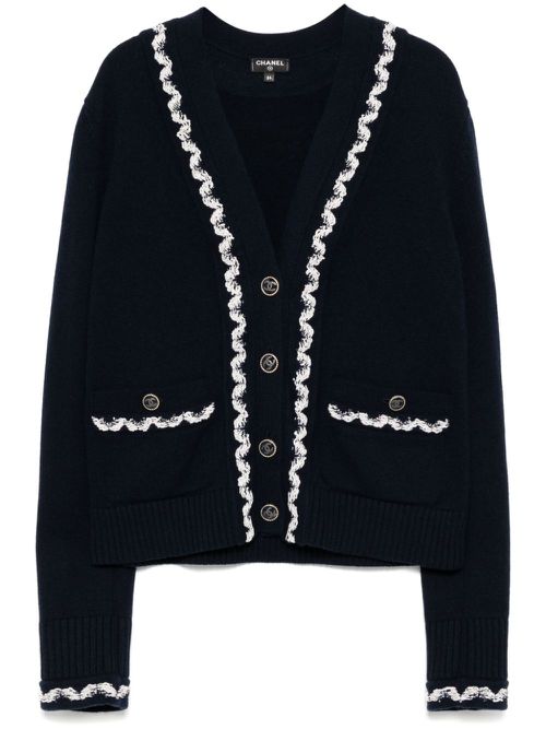 2000s braid embellishment cardigan - Blue