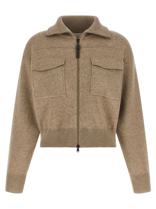 Wool Blend Cardigan — Beige