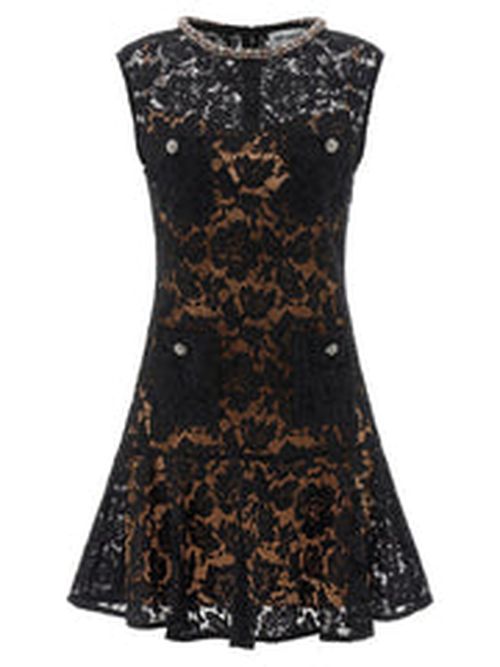 Black Lace Crystal Dress