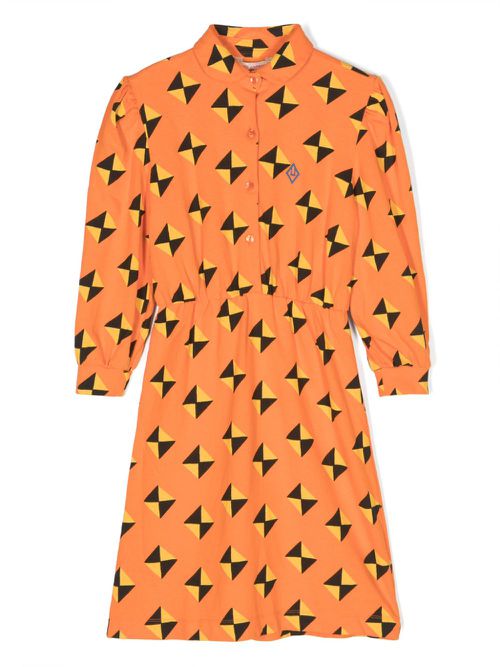 Pigeon graphic-print cotton dress - Orange