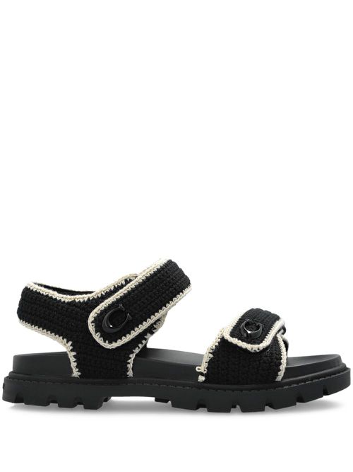 Brynn crochet double-strap sandals - Black