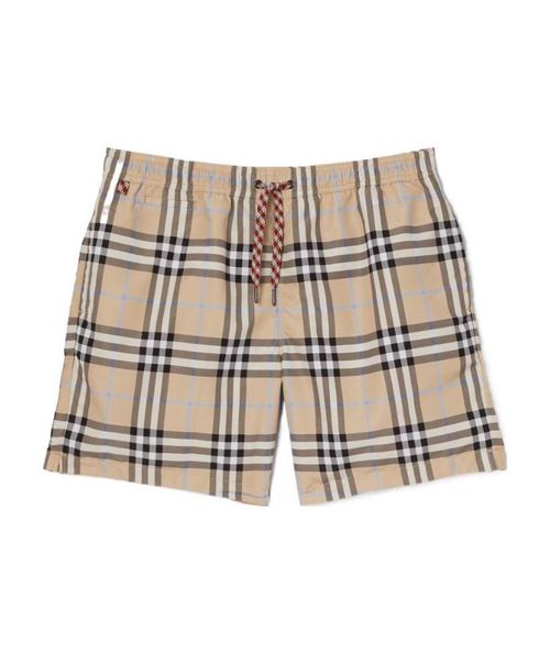 Check-print swimming shorts