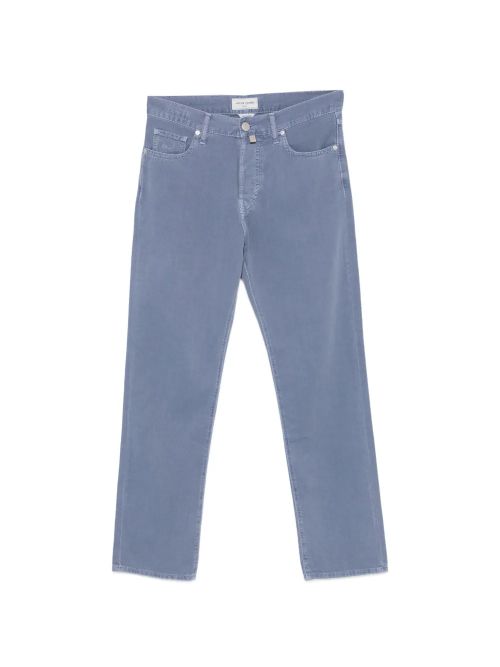 Logo-Patch Straight-Leg Trousers — Blue