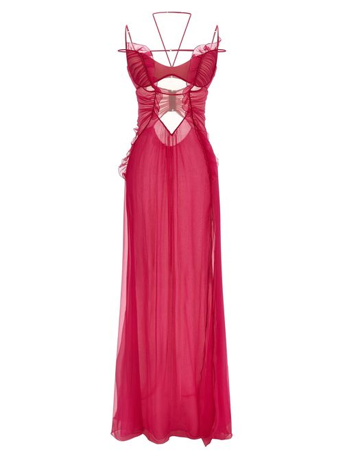 Frilled Gown With Cutouts Dress