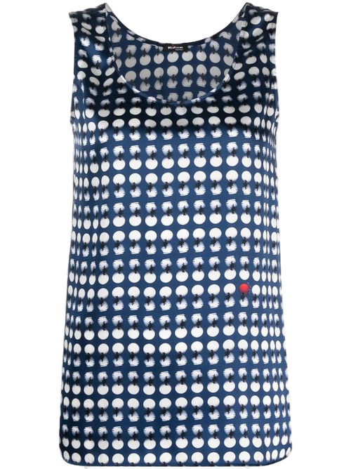 Polka-Dot Silk Tank Top — Blue