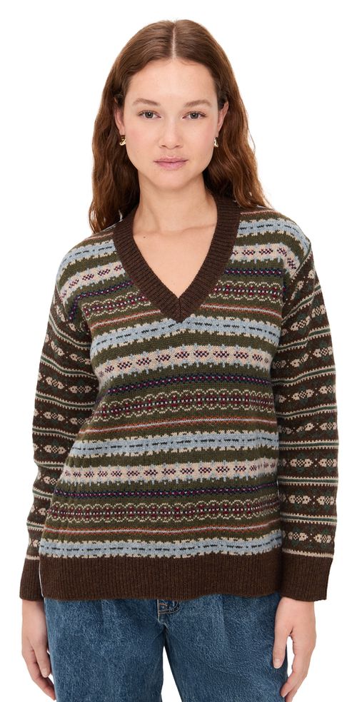 Ciara Fair Isle Knit Sweater Olive
