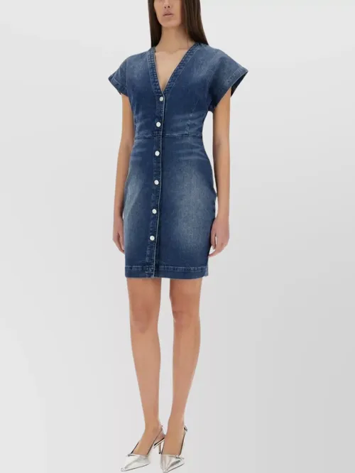Moschino - slim fit denim dress v-neckline