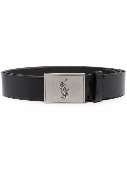 Pony logo buckle belt - Black