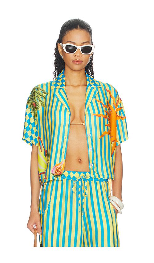 Maaji Tropic Camouflage Octavia Shirt in Teal,Yellow. S. Also in