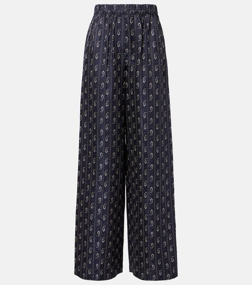 Paisley jacquard wide-leg pants