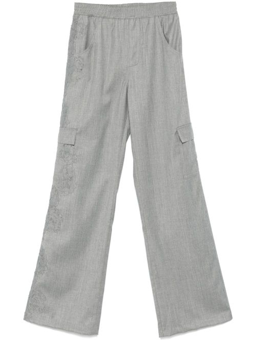 Lace-embellished trousers - Grey