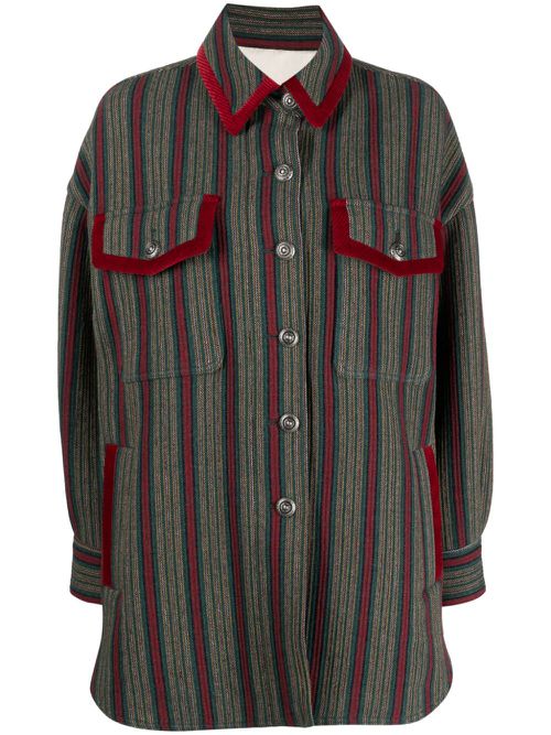 Striped wool-blend jacket - Green