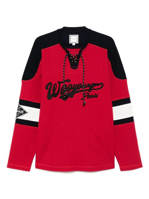 Wooyoungmi long-sleeve rugby T-shirt - Red