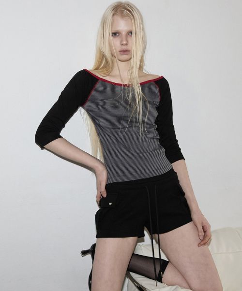 Cargo Micro Rib Shorts Black