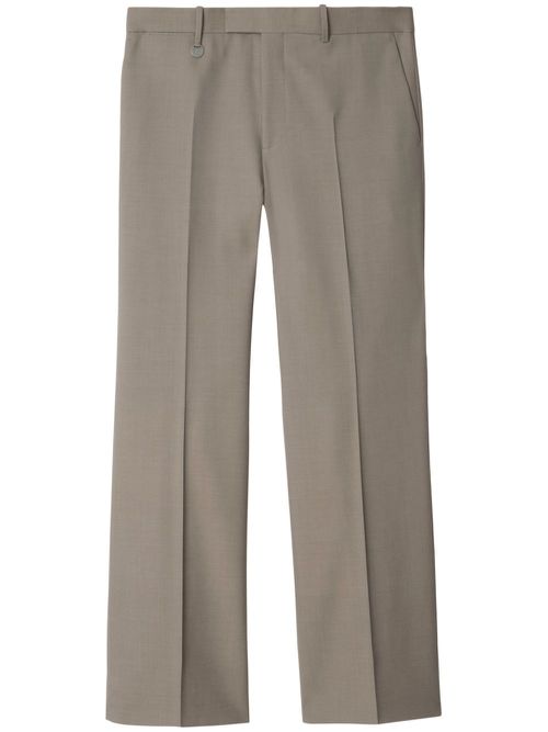 Logo-plaque tailored wool trousers - Grey